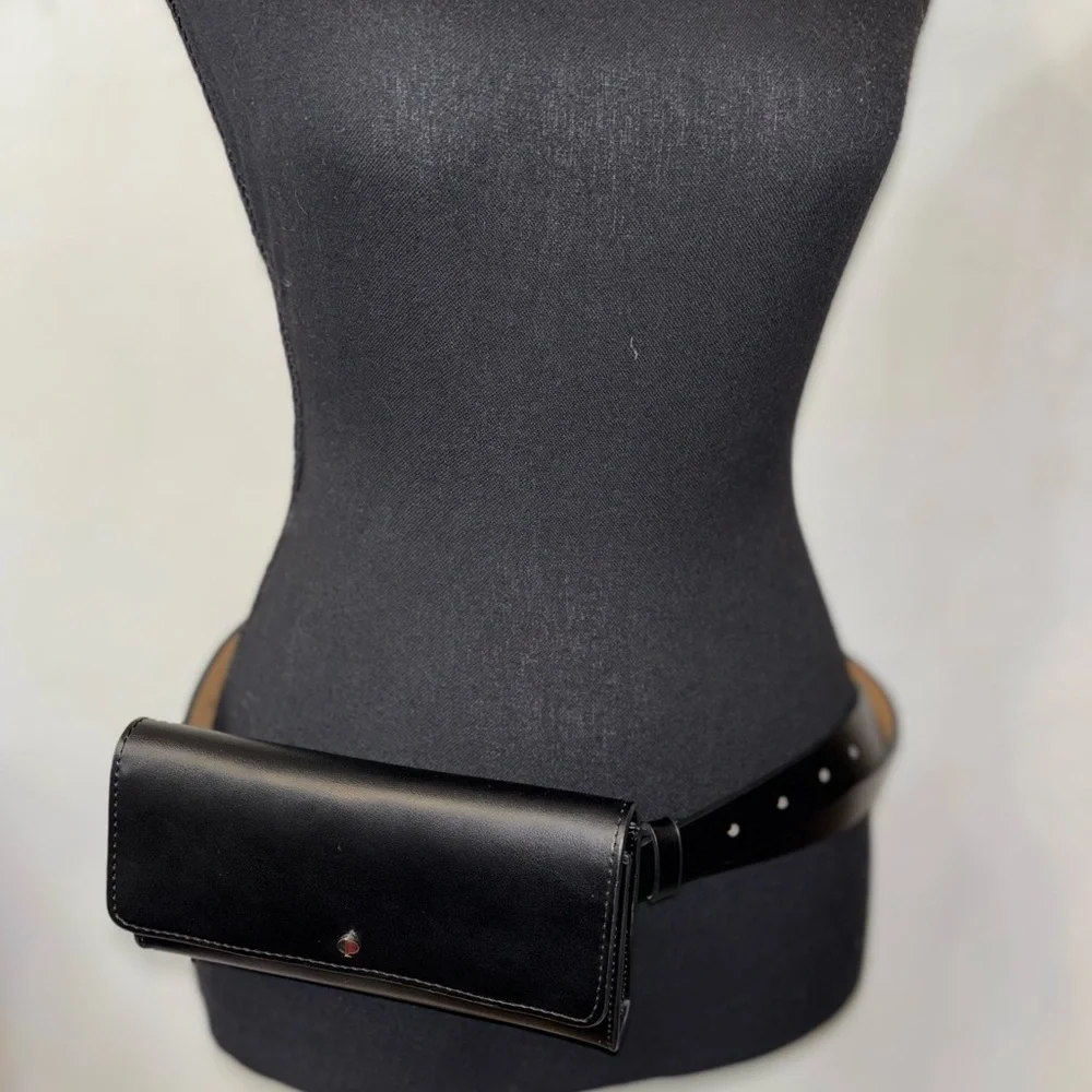 🔥NEW🔥 Kate Spade New York Black Leather Gold Logo Belt Bag Size L/XL NWT - Picture 8 of 12